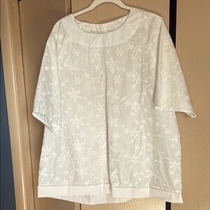 White Floral Embroidered Women's Top